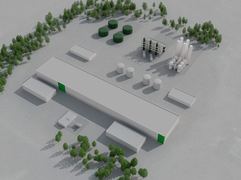Illustrative image of the Oulu hydrogen plant (P2X Solutions Oy).